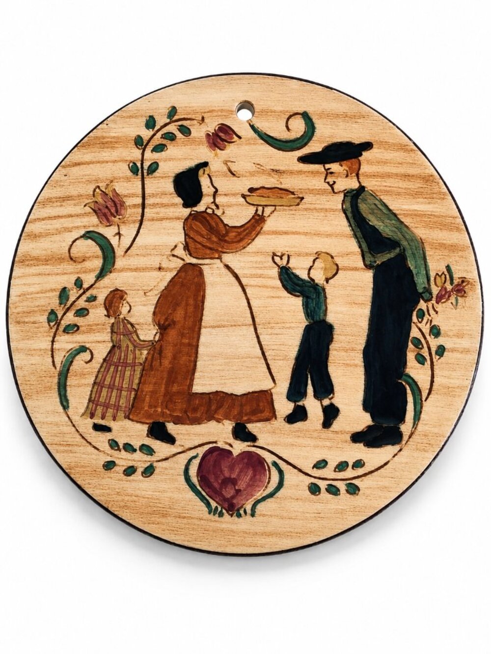 VTG Pennsbury Pottery Amish Family Plate PA Dutch Folk Art Hand Painted 10583-9